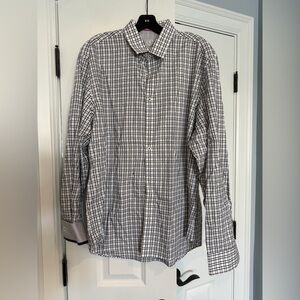 Bugatchi Black and White Grid Pattern Shirt